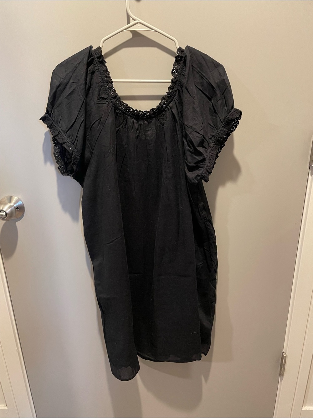 NATURAL LIFE Black Boho Peasant Mini Dress
with Crochet Trim - Picture 5 of 7